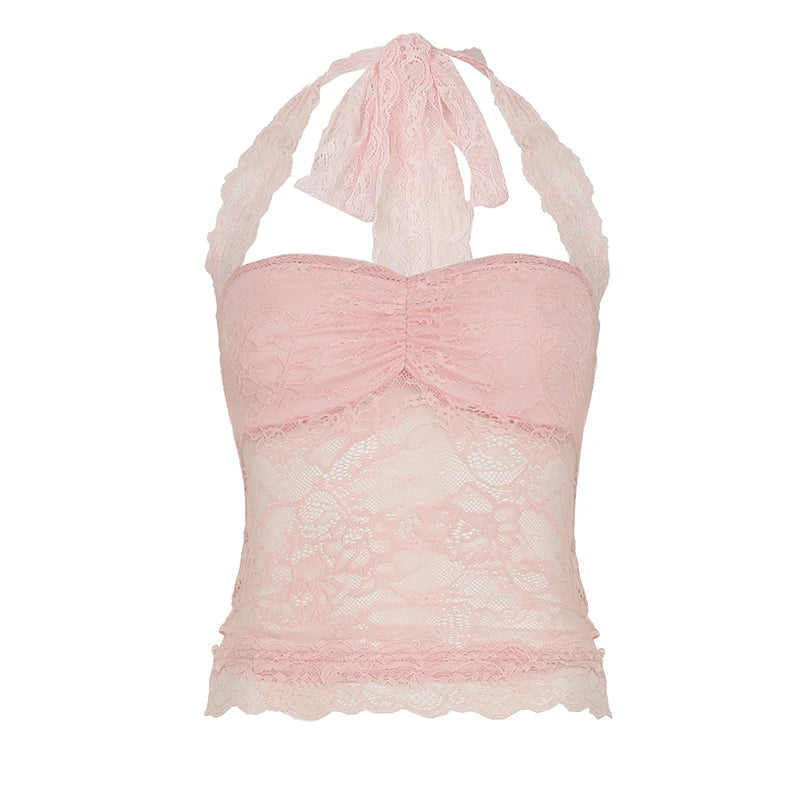 Sienna Lace Patchwork Halter Tank